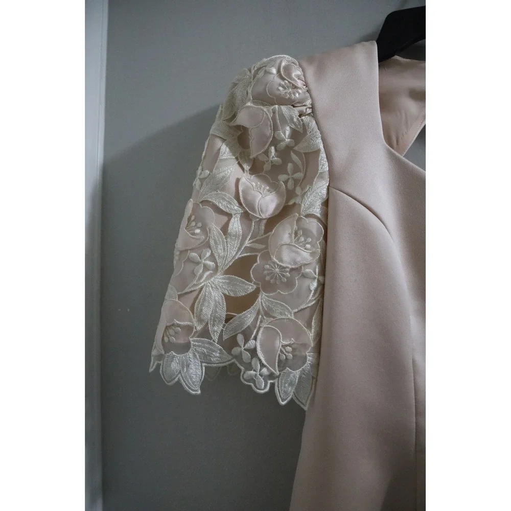 Bracoloni by Lucero Corredor Blush Pink Lace Puff Sleeve Cutout Back Dress 8